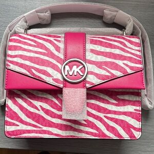 Michael Kors Pink and White Zebra Crossbody Bag Greenwich